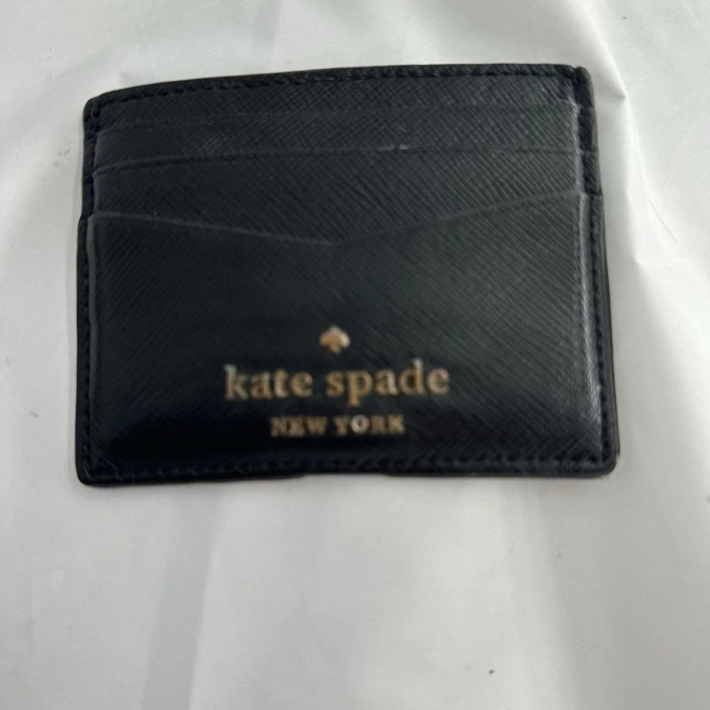 Kate Spade New York Black Leather Card Holder Wallet Slim